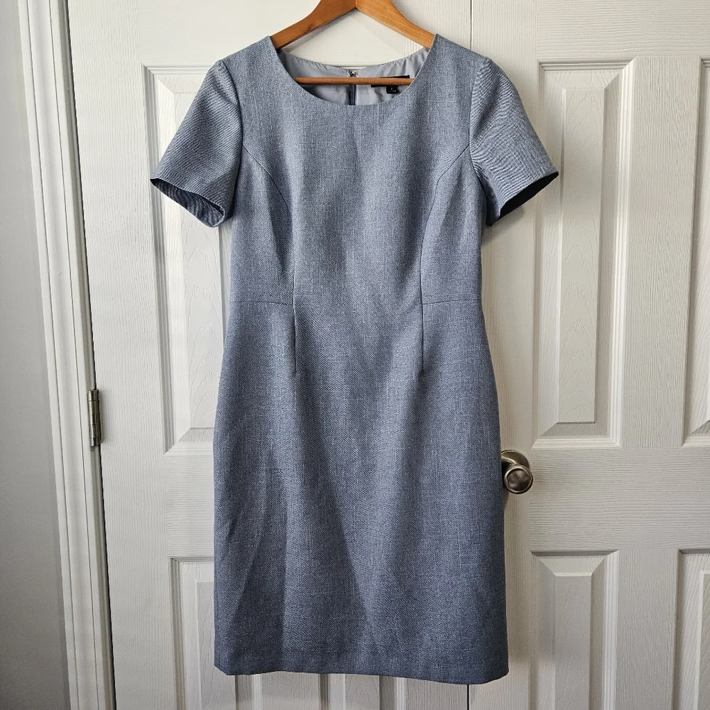 Preston & York Light Blue Short Sleeve Midi Sheath Dress - Picture 1 of 8